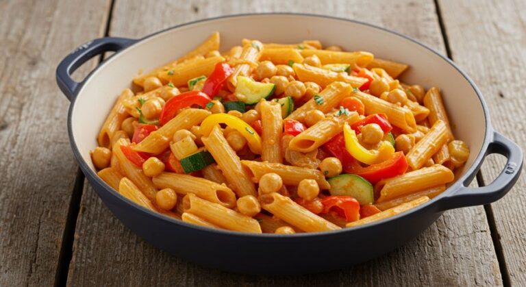 Macarrão Vegano One-PotMacarrão Vegano One-Pot com Legumes e Molho de Tomate Cremoso. Veja mais em nosso site