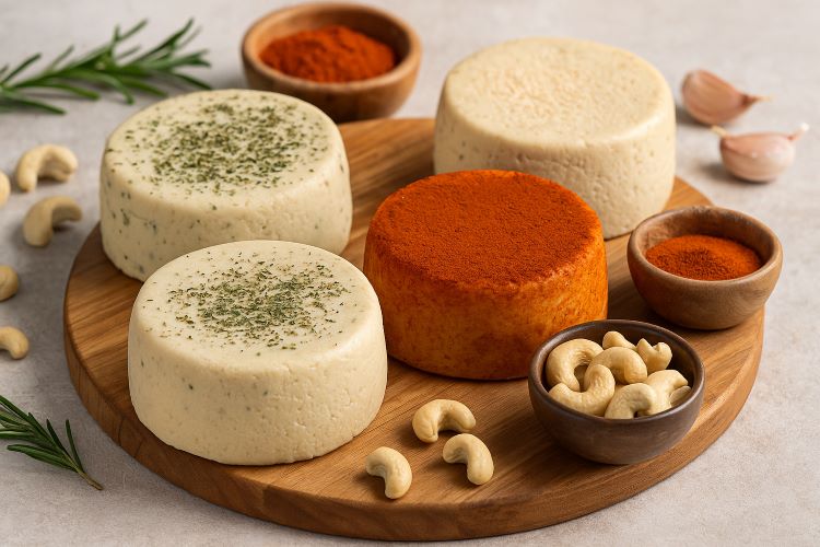 Queijo Vegano de Castanha de Caju: Receita Básica e 3 Variações Irresistíveis Descubra como preparar um queijo vegano de castanha de caju fácil, cremoso e delicioso, ideal para substituir o queijo tradicional em petiscos, sanduíches, massas, torradas e até pizzas. Além da versão básica, apresentamos 3 variações saborosas: ervas finas, páprica defumada e alho e cebola. Uma alternativa saudável, sem lactose e cheia de sabor. Receita Básica de “Queijo” Vegano de Castanha de Caju Ingredientes: 1 xícara de castanhas de caju cruas (deixadas de molho por 8 horas ou em água quente por 30 minutos) 1/2 xícara de água filtrada 2 colheres de sopa de suco de limão 1 colher de sopa de azeite de oliva extra virgem 1 colher de sopa de levedura nutricional (opcional, mas dá sabor “queijoso”) 1/2 colher de chá de sal 1 dente de alho pequeno (opcional) Modo de preparo: Escorra as castanhas de caju e bata no liquidificador ou processador com os demais ingredientes até obter uma pasta homogênea e cremosa. Ajuste o sal e a acidez a gosto. Armazene em pote de vidro com tampa na geladeira por até 5 dias. 1. Variação com Ervas Finas Ingredientes adicionais: 1 colher de chá de ervas finas secas (manjericão, orégano, tomilho e alecrim) Pimenta-do-reino a gosto Como fazer: Adicione as ervas ao final do preparo da receita básica e misture com uma colher. Ideal para servir com torradas e crackers. 2. Variação com Páprica Defumada Ingredientes adicionais: 1 colher de chá de páprica defumada 1 pitada de cúrcuma (opcional, para cor mais intensa) Como fazer: Misture os ingredientes ao creme já pronto ou bata junto no liquidificador. Fica incrível como cobertura de pizzas ou recheio de tapiocas. 3. Variação com Alho e Cebola Ingredientes adicionais: 1/2 colher de chá de alho em pó 1/2 colher de chá de cebola em pó Como fazer: Incorpore os temperos ao creme base e mexa bem. Essa versão combina perfeitamente com hambúrgueres veganos e sanduíches artesanais. Dicas para Aproveitar o Queijo Vegano de Castanha de Caju Pode ser usado como pasta de entrada com pães rústicos ou palitinhos de vegetais. Para um toque mais firme, leve à geladeira por algumas horas ou adicione 1 colher de chá de ágar-ágar dissolvido em água quente antes de bater. A versão com ervas é excelente para canapés veganos em festas. Todas as variações combinam com receitas gratinadas, como lasanhas e escondidinhos. Benefícios do Queijo Vegano de Castanha de Caju 100% vegetal, sem lactose, sem colesterol e sem conservantes. Rico em gorduras boas, minerais como magnésio, ferro e zinco, além de ser fonte de proteína vegetal. Ótima alternativa para quem tem intolerância à lactose ou busca uma alimentação mais leve e sustentável. Conclusão: Uma Delícia Vegana para Todas as Ocasiões O “queijo” vegano de castanha de caju é muito mais do que uma substituição: é uma explosão de sabor e versatilidade. Com poucos ingredientes e muita criatividade, você pode transformar sua alimentação com receitas saudáveis, éticas e deliciosas.