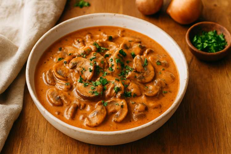 Se você busca uma refeição prática, nutritiva e cheia de sabor, o strogonoff vegano de cogumelos é a escolha perfeita.