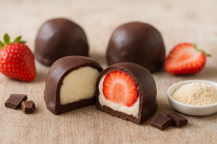 Descubra como fazer bombom de morango com proteína: uma sobremesa fit, deliciosa e saudável que cabe na dieta sem abrir mão do sabor.