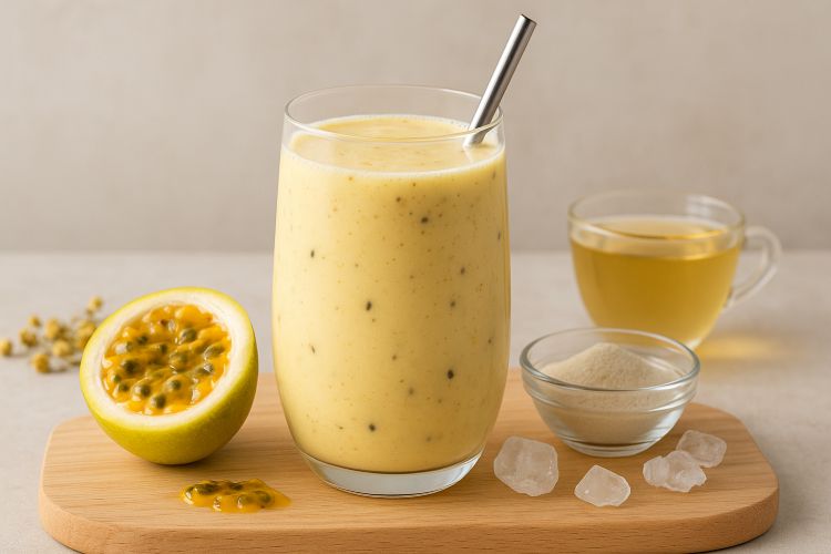 Este smoothie antiestresse com maracujá é perfeito para quem busca relaxar o corpo e a mente de forma natural