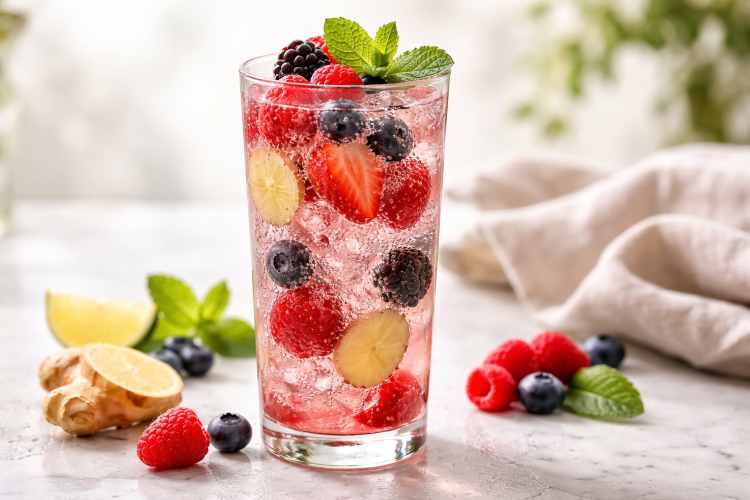 O Ginger-Berry Sparkler é um drink refrescante, elegante e equilibrado, ideal para quem busca sofisticação sem álcool.