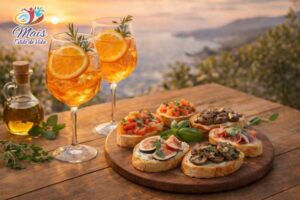 O entardecer na Itália é um convite para desacelerar. Luz dourada, conversas leves e uma mesa simples, mas cheia de intenção.