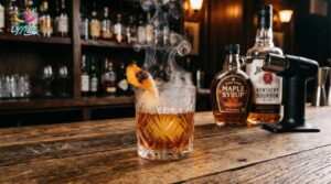Smoky Maple Old Fashioned. Um Old Fashioned com maple e toque defumado, elegante, aromático e fácil de preparar em casa.