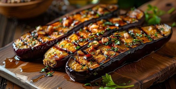 Deliciosa Berinjela Grelhada Defumada para servir num jantar ou almoço especial! Vamos tentar? deixe sua criatividade entrar em ação!